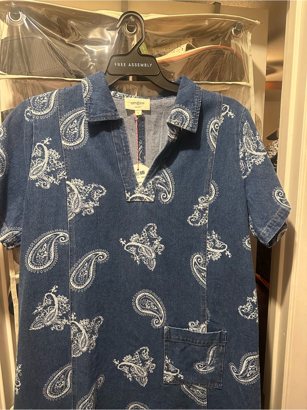 Umgee Blue Paisley Short-Sleeve Polo Shirt